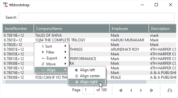 Tableview - ttkbootstrap
